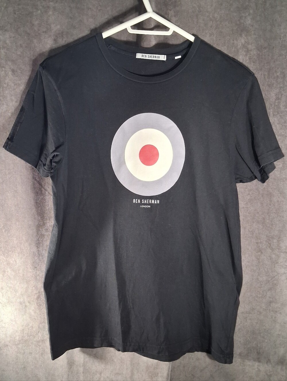 Ben Sherman Classic Signature Mod Target Black Grey White Red Graphic Tee VG S
